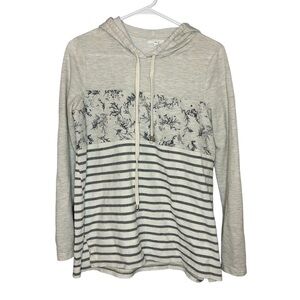 Maurices sweatshirt hoodie floral stripes gray size small